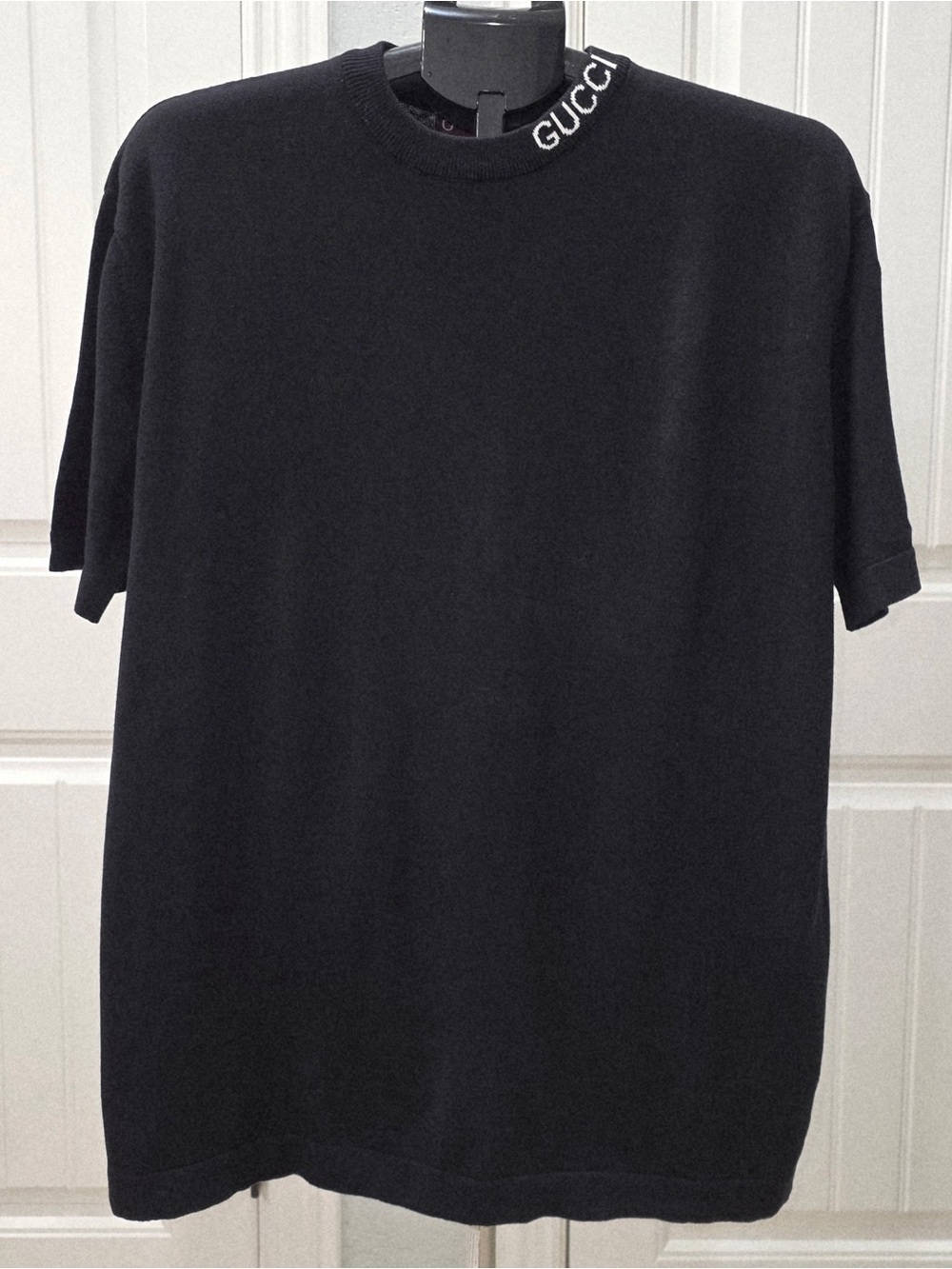Gucci Black Short-Sleeve Crewneck T-Shirt with Neck Logo